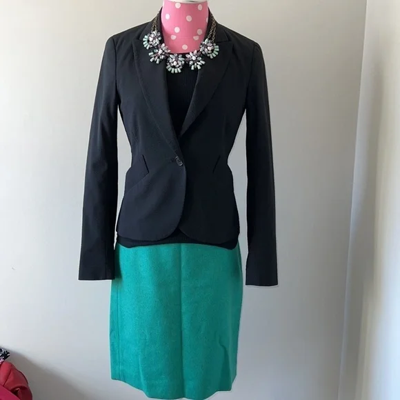 J Crew teal wool skirt size 2